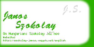 janos szokolay business card